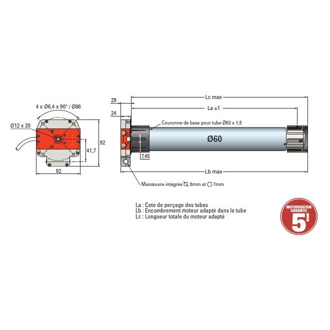 Moteur Simu DMI 6 Filaire Ø60 - 40 Nm