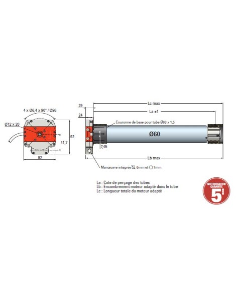 Moteur Simu DMI 6 Filaire Ø60 - 40 Nm