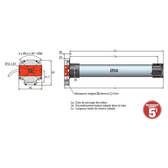 Moteur Simu DMI 5 Hz Radio Ø50 - 10 Nm
