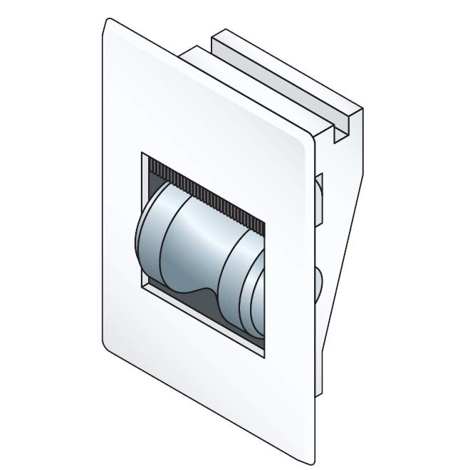 Guide pour cordon encastré Blanc avec roulette acier Guide pour cordon encastré Blanc avec roulette acier