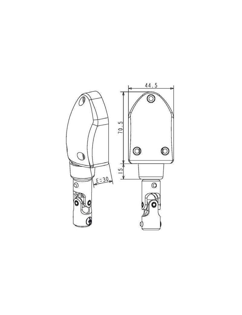 Renvoi de mouvement C229D ZF Débrayable Droit + Genouillère Blanc
