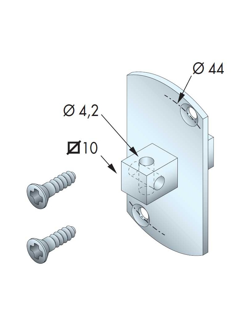 Jonction moteur Ø50  carré 10 - Entre axe 44mm