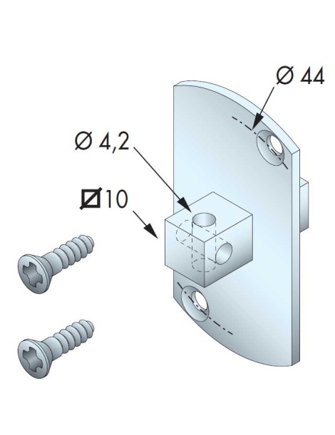 Jonction moteur Ø50  carré 10 - Entre axe 44mm