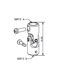 genouillère de volet roulant diamètre 12mm - hexagonal de 7mm blanc