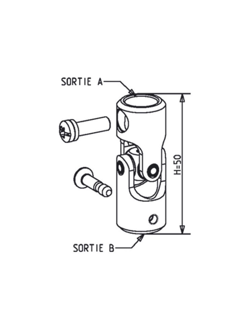 genouillère de volet roulant diamètre 12mm - hexagonal de 7mm blanc