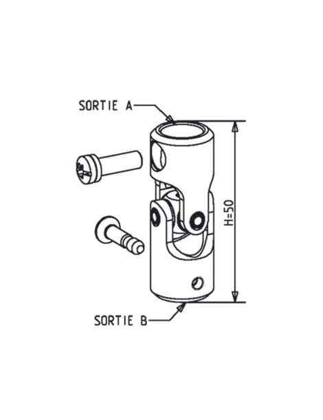 genouillère de volet roulant diamètre 12mm - hexagonal de 7mm blanc