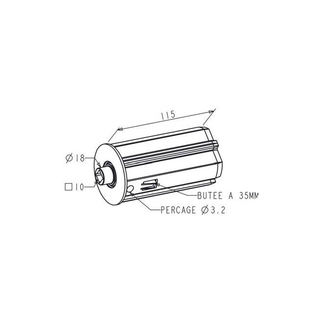 Embout Escamotable ZF 64 - Palier Diam. 18 / Carré 10 Embout Escamotable ZF 64 - Palier Diam. 18 / Carré 10