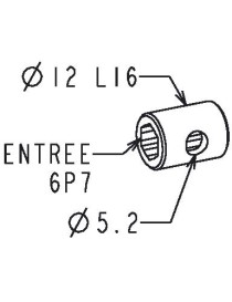 Manchon réducteur Diam. 12 - Hexagonal de 7mm