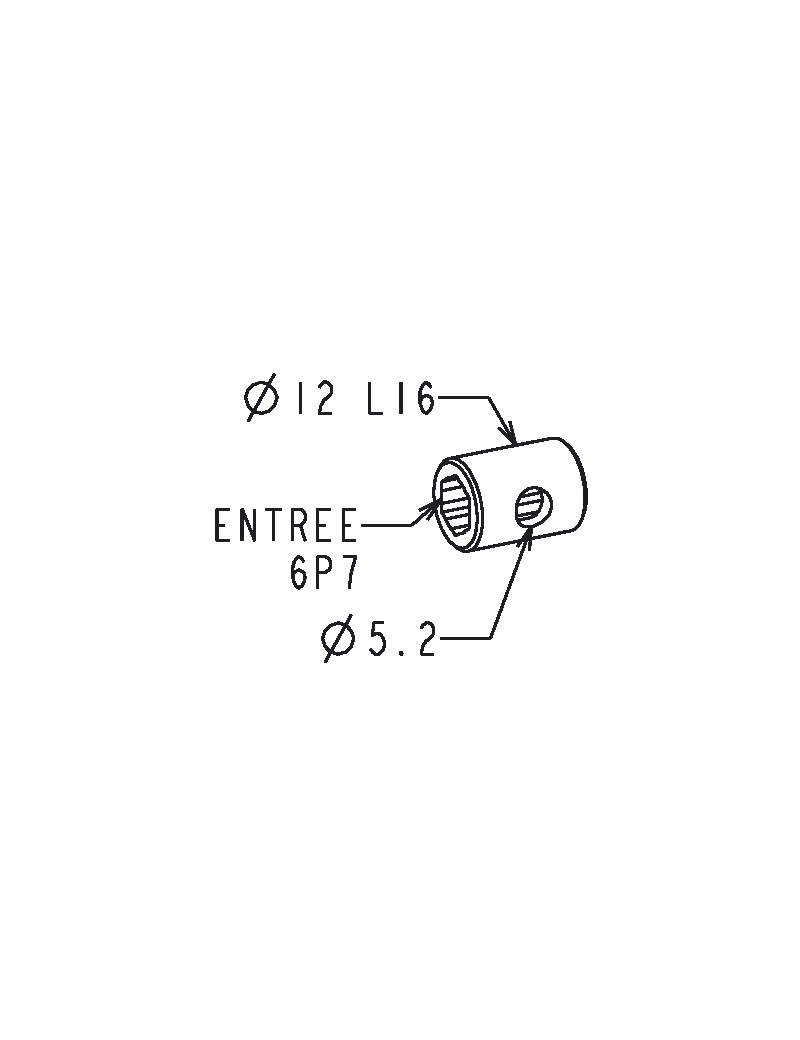 Manchon réducteur Diam. 12 - Hexagonal de 7mm