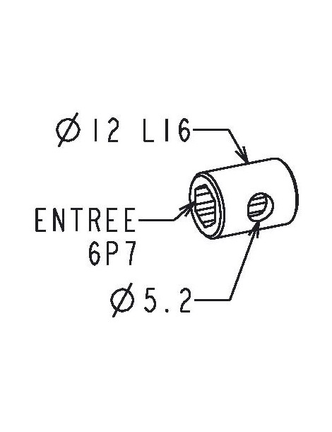 Manchon réducteur Diam. 12 - Hexagonal de 7mm