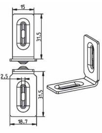 Equerre arrêt de tablier bas de coulisse
