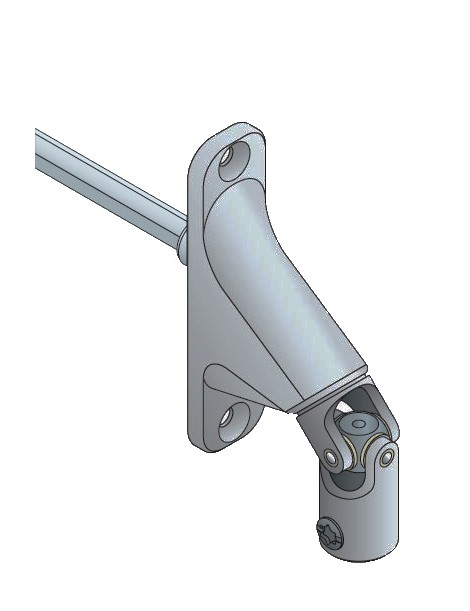 Sortie de caisson 90° double cardan carré de 6 Gris