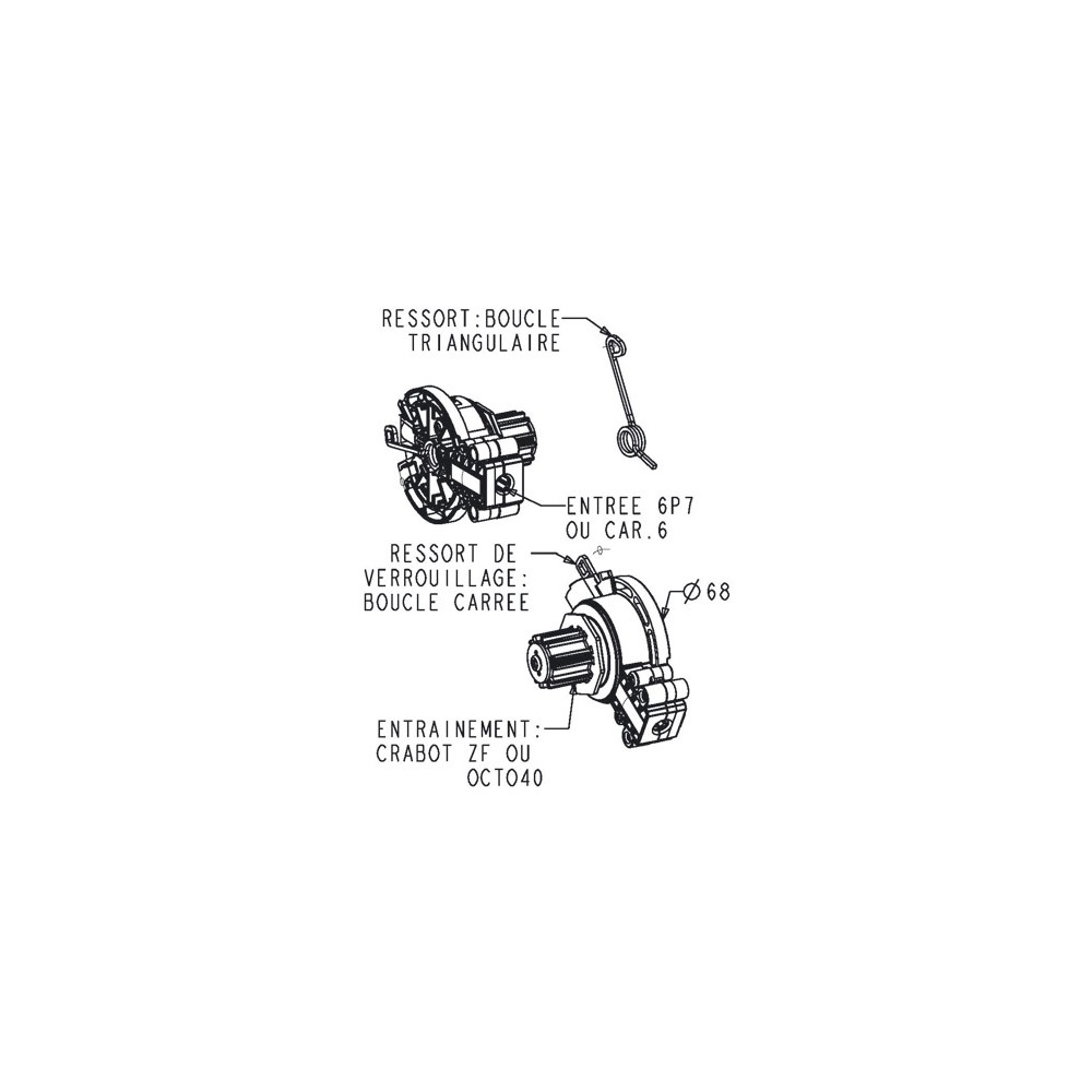 Treuil gauche débrayable pour volet roulant – Entrée carré femelle 6 mm – Sortie Octo 40 mm – Réduction 1/3