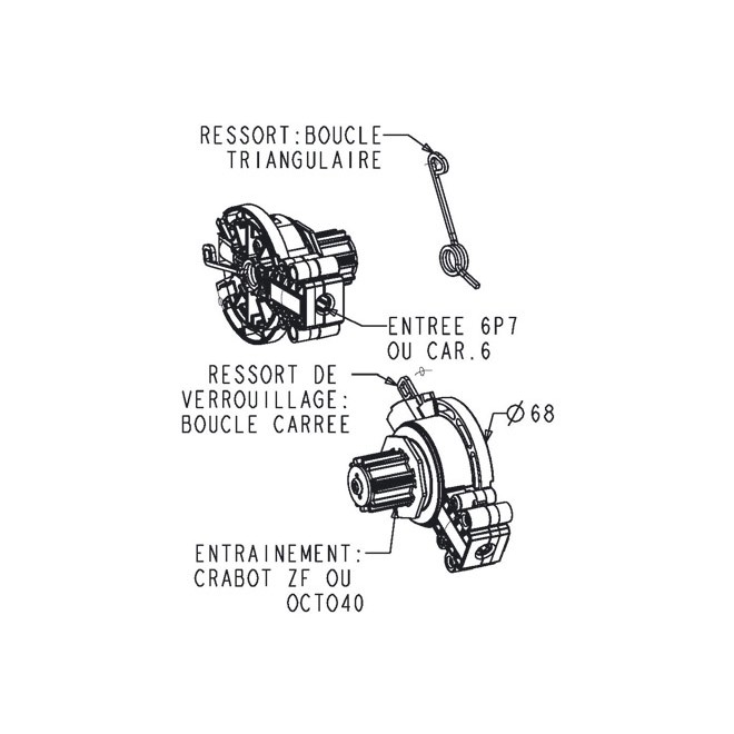 Mini couple conique débrayable Droit Octo40 - Carré de 6