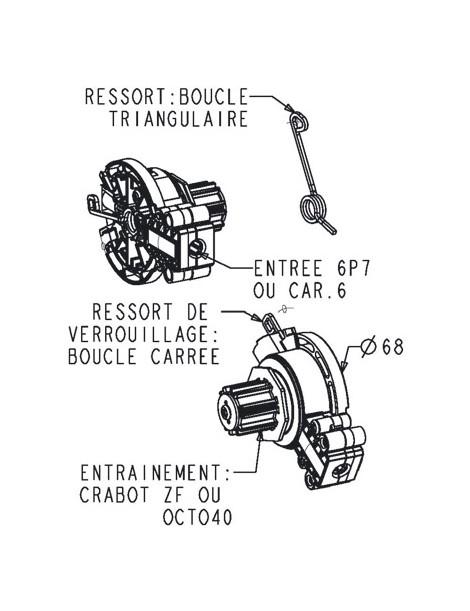 Mini couple conique débrayable Droit Octo40 - Carré de 6