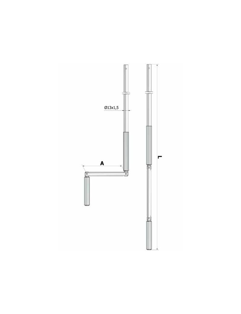 Manivelle Complète Ø13mm Blanc Longueur 1200mm