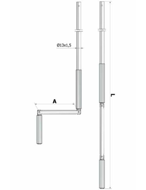 Manivelle Complète Ø13mm Blanc Longueur 1200mm