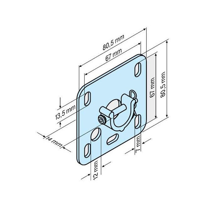 Plaque de fixation pour rond de 20mm Plaque de fixation pour rond de 20mm