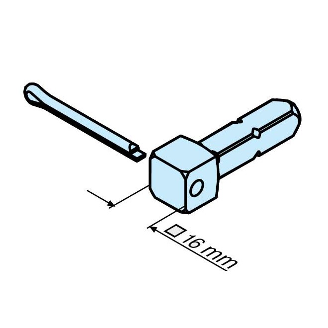 Carré de 10mm - Carré de 16mm sortant pour moteur Becker Carré de 10mm - Carré de 16mm sortant pour moteur Becker