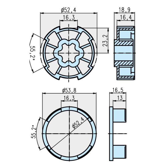Roue et couronne Deprat 53 pour moteur Becker
