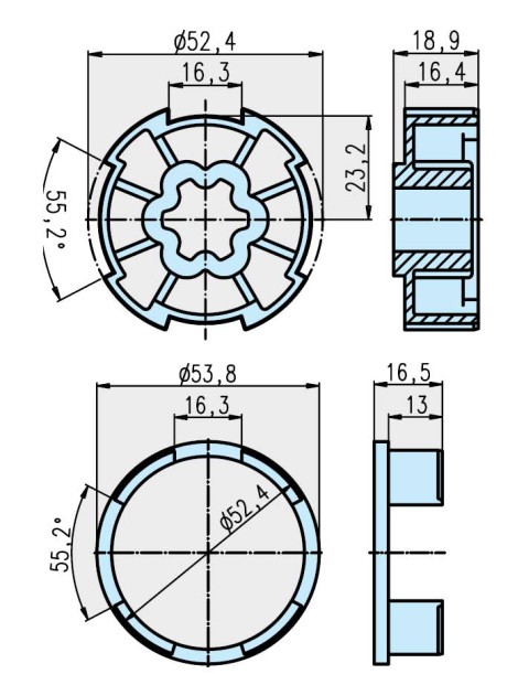 Roue et couronne Deprat 53 pour moteur Becker