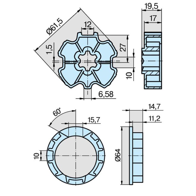Roue et couronne ZF 64 pour moteur Becker Roue et couronne ZF 64 pour moteur Becker