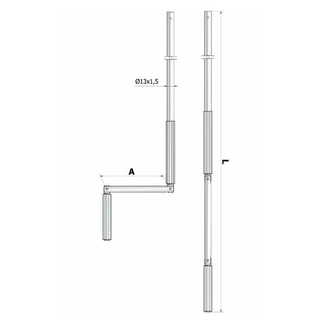 Manivelle Complète Ø13mm Blanc Longueur 1600mm + clip Manivelle Complète Ø13mm Blanc Longueur 1600mm + clip