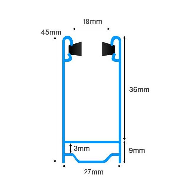 Coulisse Tradi express 45x27 145cm de long