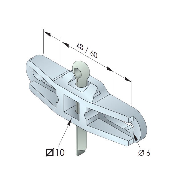 Support carré 10 - entraxe large - Tradi