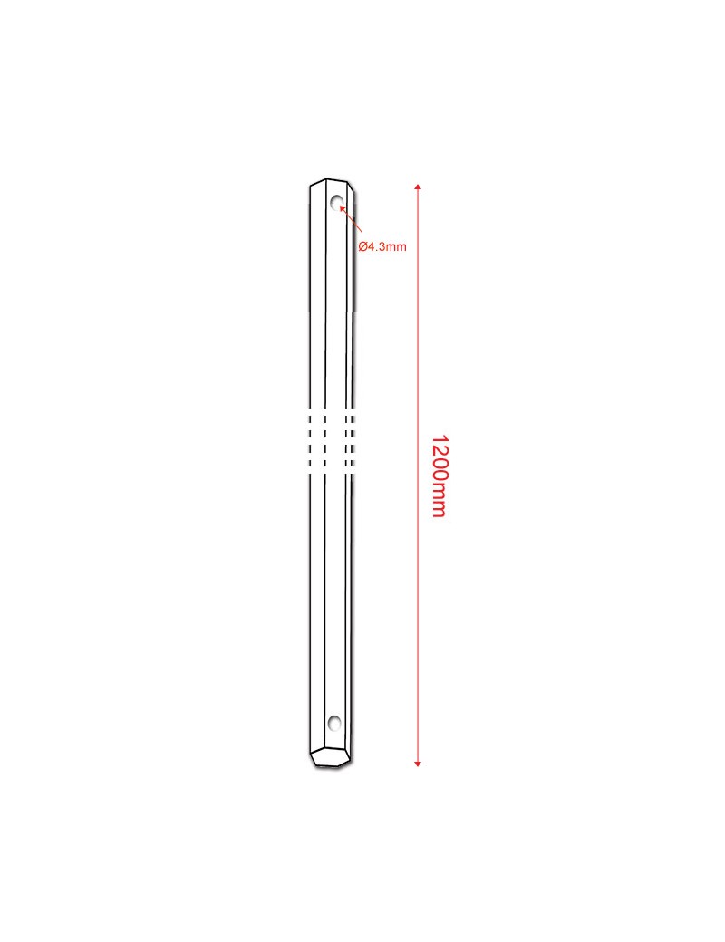 Tringle Alu laquée 1200mm Gris Hexagonale de 10mm