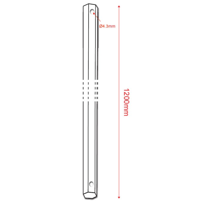 Tringle Alu laquée 1200mm Gris Hexagonale de 10mm