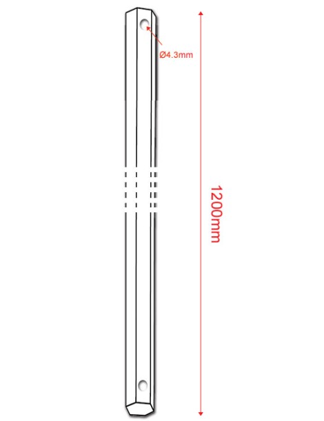 Tringle Alu laquée 1200mm Gris Hexagonale de 10mm