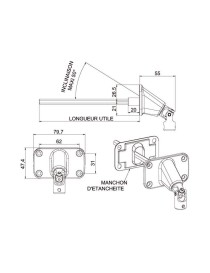 Sortie Double cardan horizontale large Carré de 8