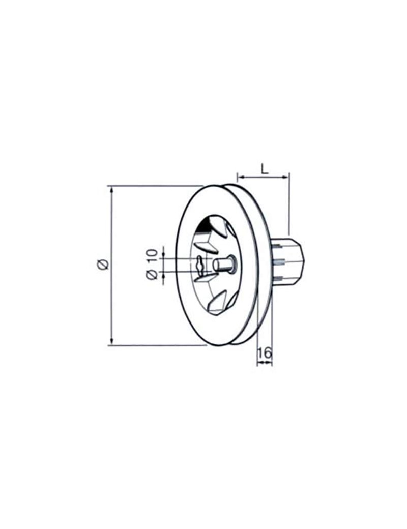 Poulie octo 40 diamètre 125 - pivot 10mm