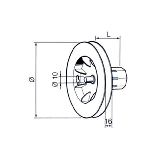 Poulie octo 40 diamètre 125 - pivot 10mm Poulie octo 40 diamètre 125 - pivot 10mm