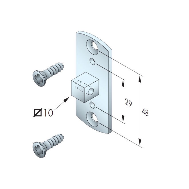 Jonction moteur Ø50 carré 10 - Entre axe 29 et 48mm