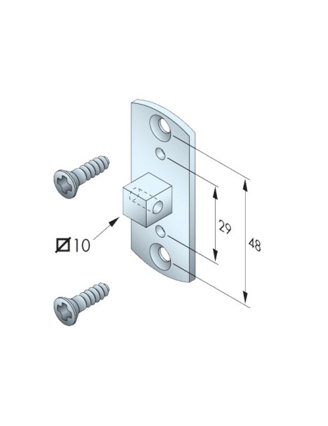 Jonction moteur Ø50  carré 10 - Entre axe 29 et 48mm