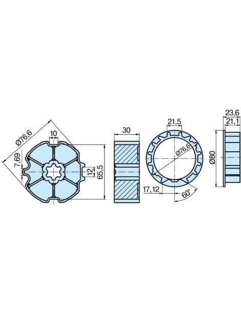 Roue et couronne ZF 80 pour moteur Becker