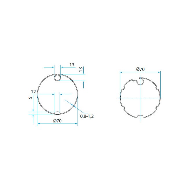 Adaptateurs moteur Cherubini  Ø45 - tube 70 à gorge