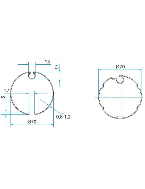 Adaptateurs moteur Cherubini  Ø45 - tube 70 à gorge