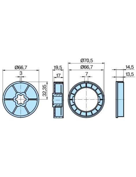 cotes Roue et couronne Rond lisse Ø70mm