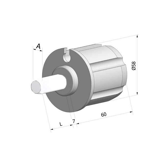 Embout de tube 60mm à gorge - rond de 12mm Mâle Embout de tube 60mm à gorge - rond de 12mm Mâle