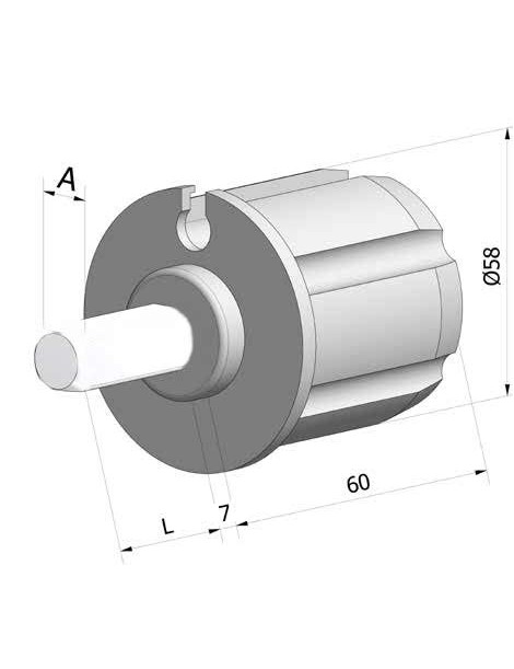 Embout de tube 60mm à gorge - rond de 12mm Mâle