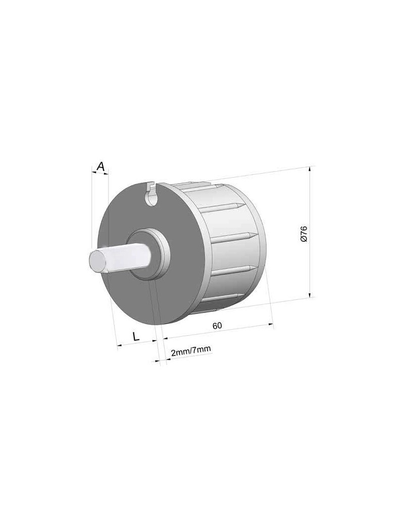 Embout de tube 78mm à gorge - rond de 12mm Mâle