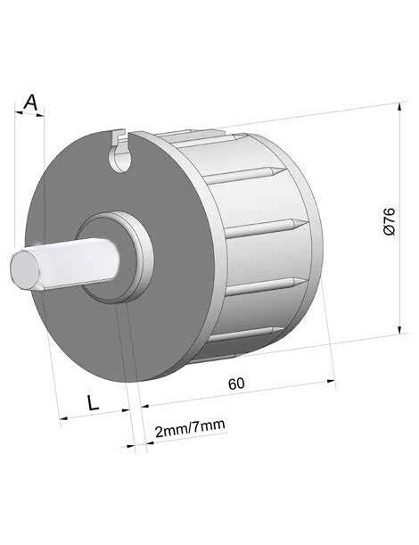 Embout de tube 78mm à gorge - rond de 12mm Mâle
