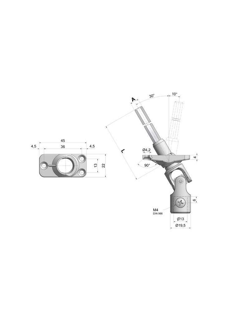 Sortie de caisson 30° 6P7 - diam 13mm