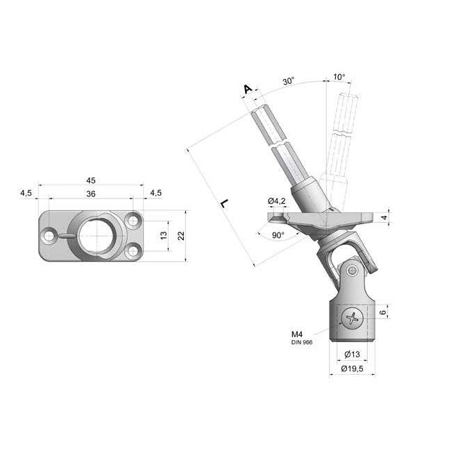 Sortie de caisson 30° 6P7 - diam 13mm Sortie de caisson 30° 6P7 - diam 13mm