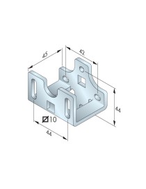 Support déporté 45mm avec carré de 10mm  - tunnel