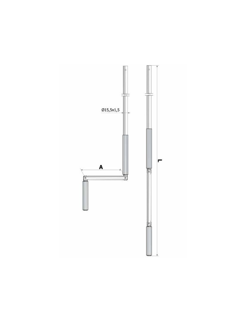 Manivelle Complète Ø15mm Blanc 1600mm de long
