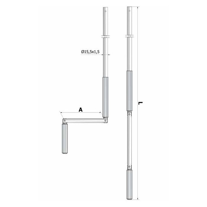Manivelle Complète Ø15mm Blanc 1600mm de long Manivelle Complète Ø15mm Blanc 1600mm de long